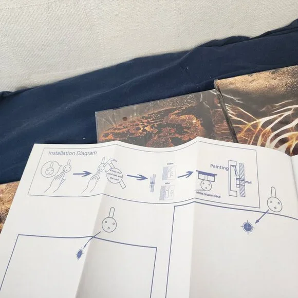 Tiger 5pc Canvas Print Wall Art 40"x20" Includes Hanging Guide and Hangers - Picture 13 of 16